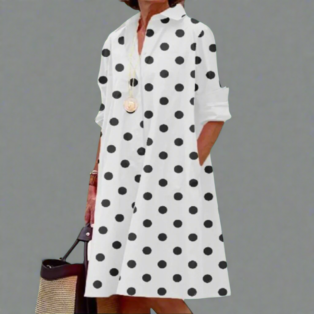 Rosina | Håndlavet Premium-Midikjole med Polka-Dots