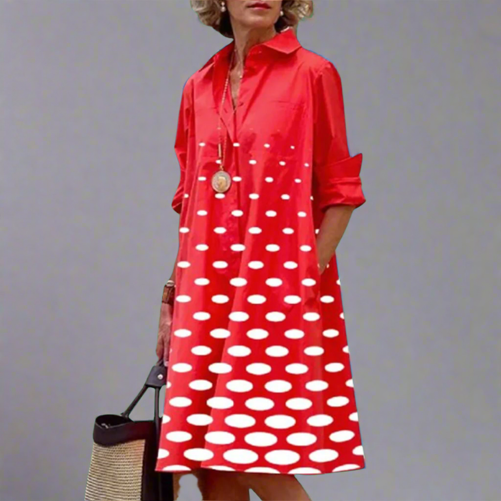 Adela | Håndlavet Premium Midi Kjole med Polka-Dots