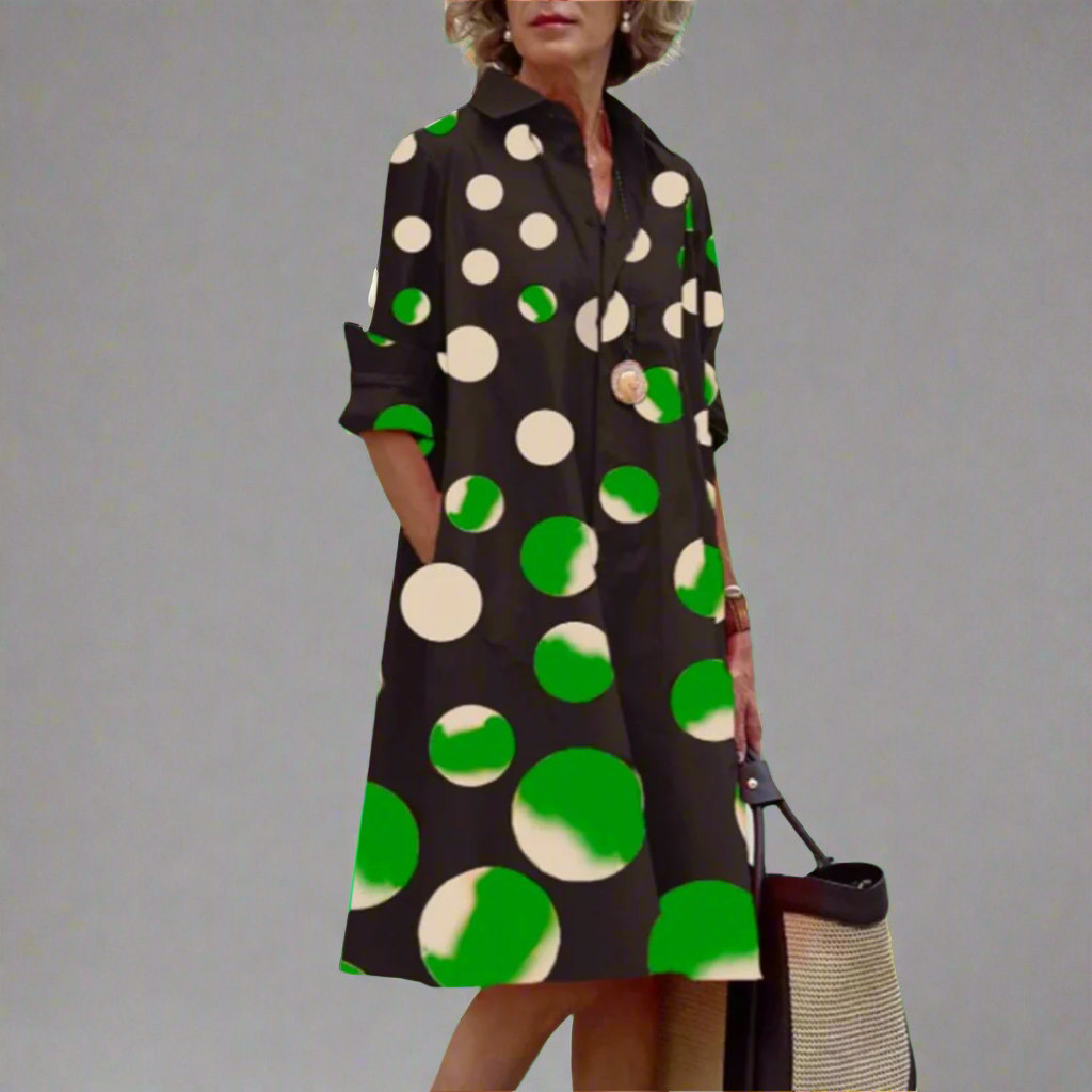 Nika | Håndlavet Premium-Midikjole med Polka-Dots