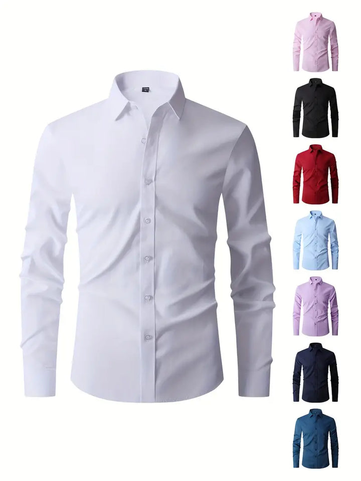 Huber™ | Enkel ensfarvet slim-fit skjorte