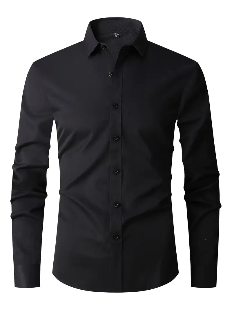 Huber™ | Enkel ensfarvet slim-fit skjorte