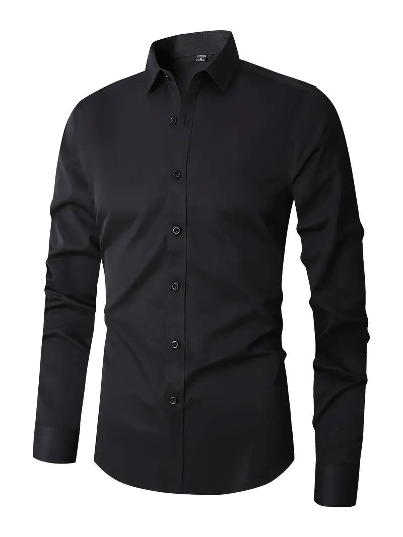 Huber™ | Enkel ensfarvet slim-fit skjorte