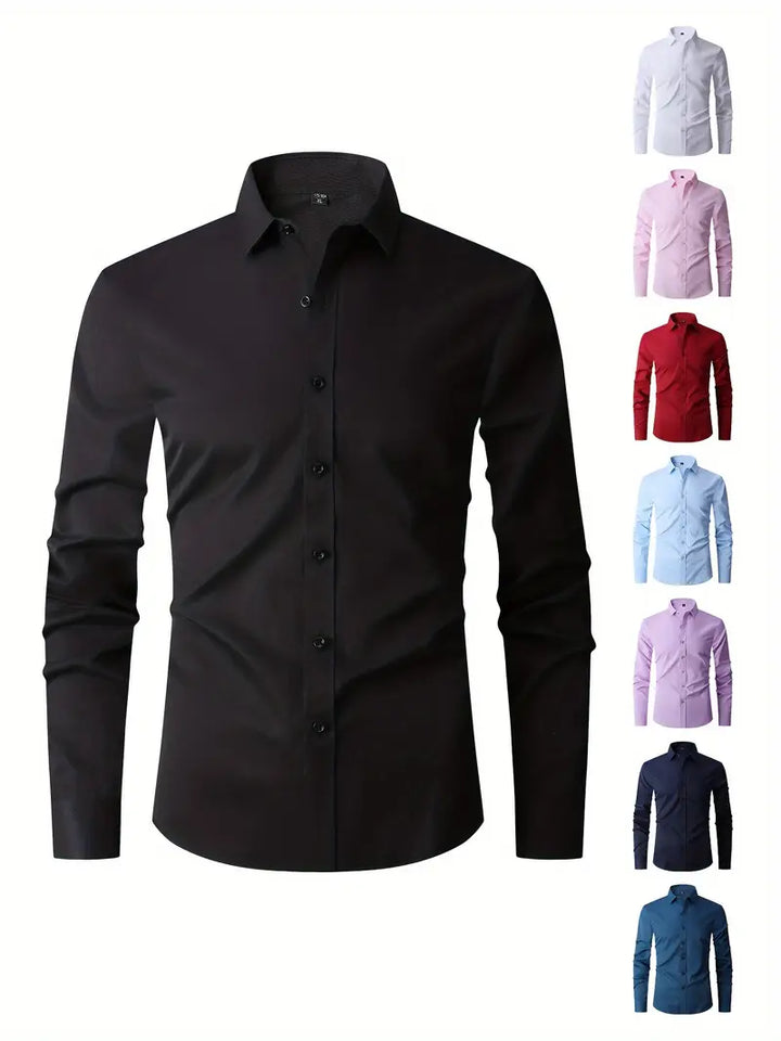 Huber™ | Enkel ensfarvet slim-fit skjorte