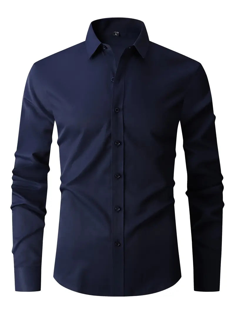 Huber™ | Enkel ensfarvet slim-fit skjorte