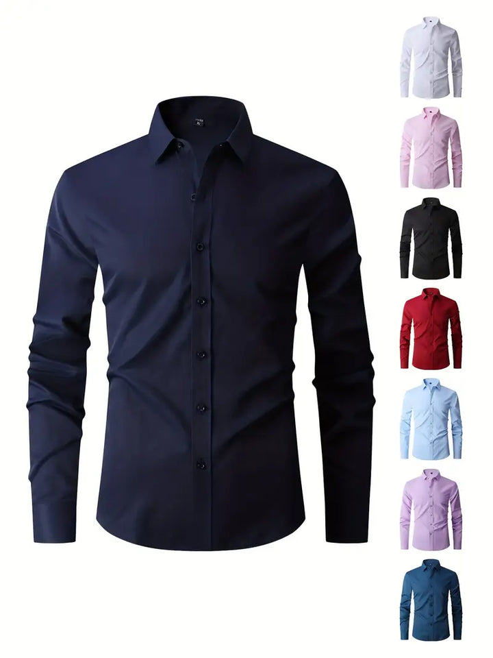 Huber™ | Enkel ensfarvet slim-fit skjorte