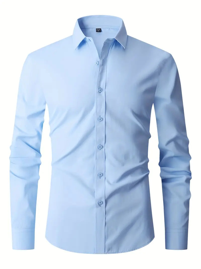 Huber™ | Enkel ensfarvet slim-fit skjorte