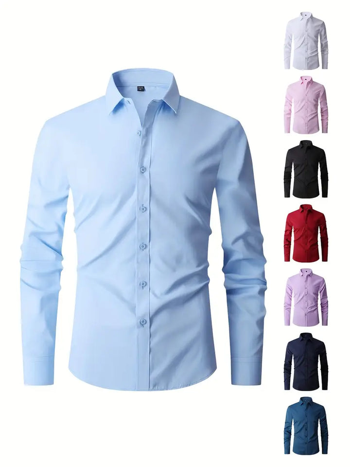 Huber™ | Enkel ensfarvet slim-fit skjorte