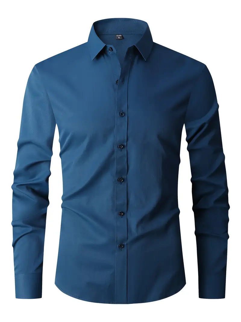 Huber™ | Enkel ensfarvet slim-fit skjorte