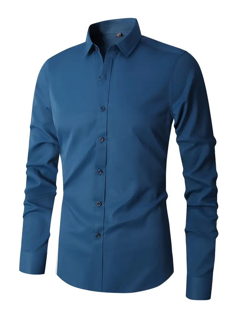 Huber™ | Enkel ensfarvet slim-fit skjorte