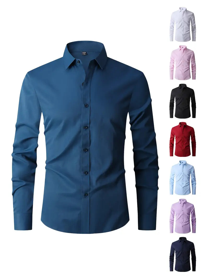 Huber™ | Enkel ensfarvet slim-fit skjorte