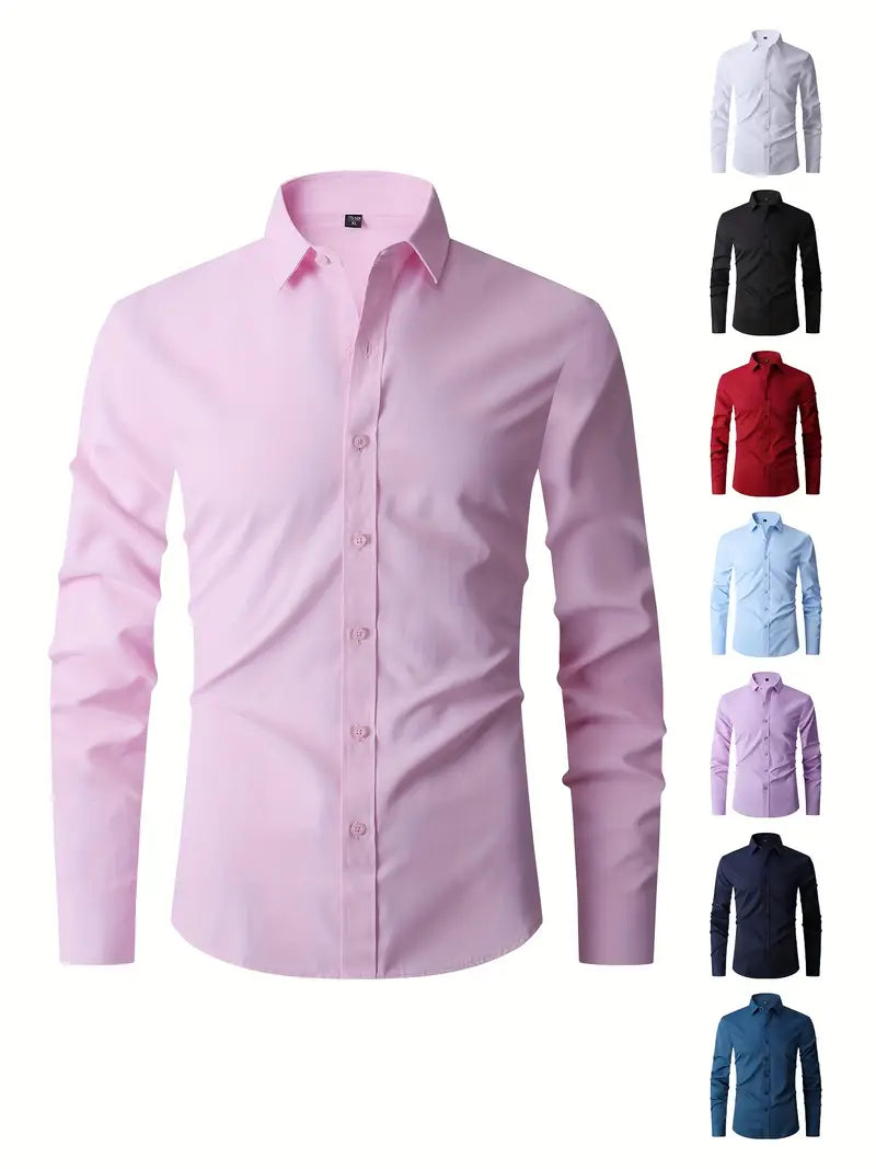 Huber™ | Enkel ensfarvet slim-fit skjorte
