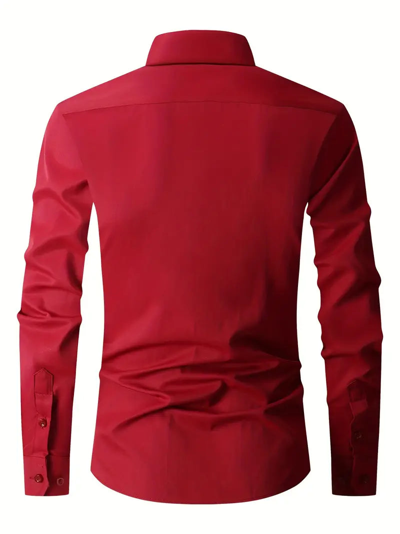 Huber™ | Enkel ensfarvet slim-fit skjorte