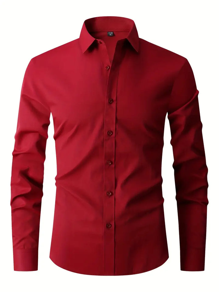 Huber™ | Enkel ensfarvet slim-fit skjorte