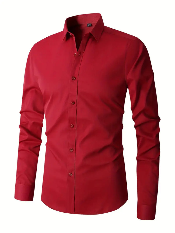 Huber™ | Enkel ensfarvet slim-fit skjorte