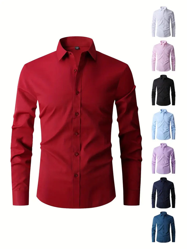Huber™ | Enkel ensfarvet slim-fit skjorte