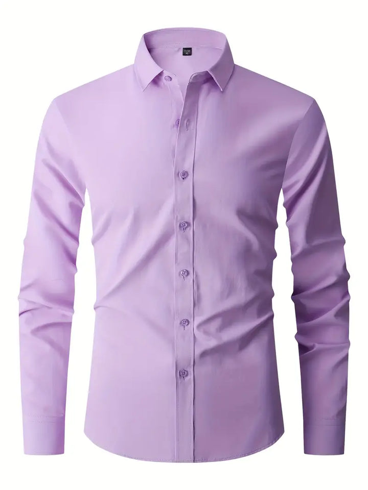 Huber™ | Enkel ensfarvet slim-fit skjorte