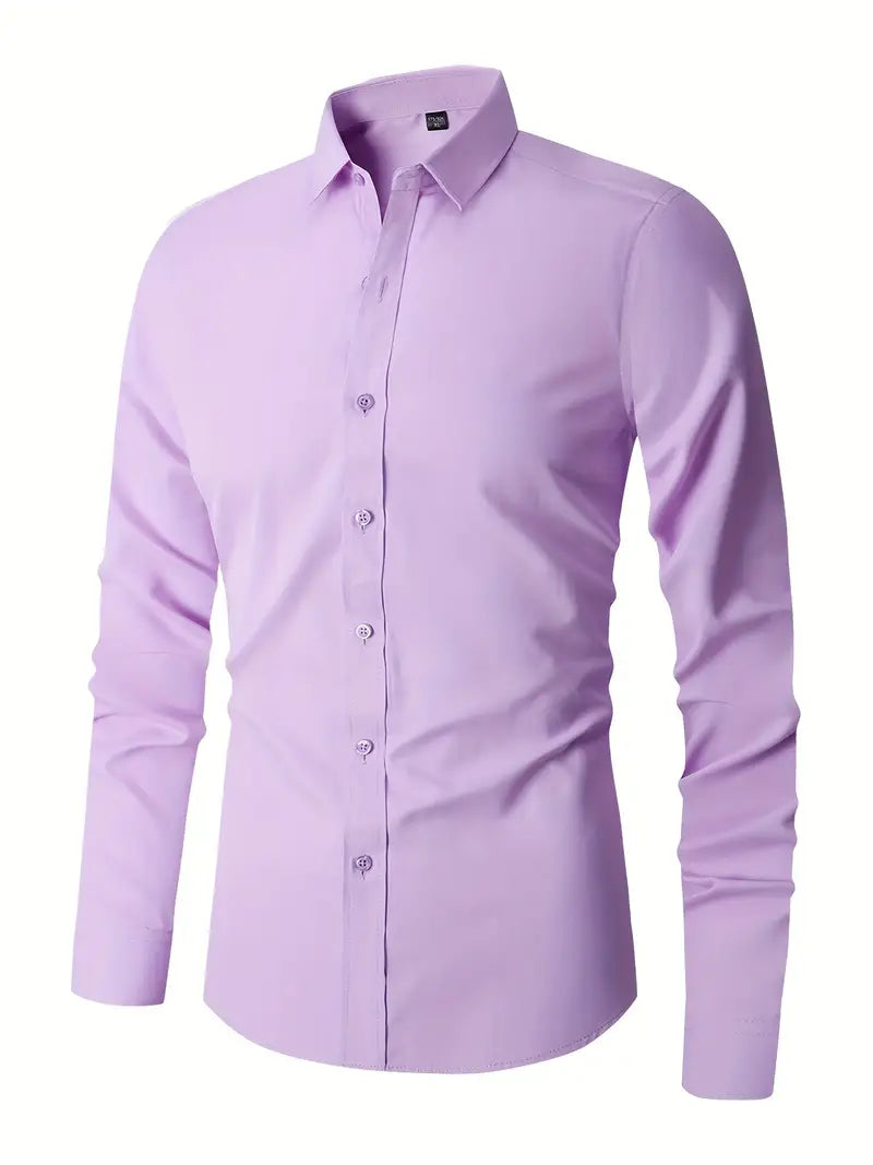 Huber™ | Enkel ensfarvet slim-fit skjorte