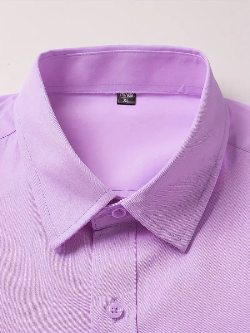 Huber™ | Enkel ensfarvet slim-fit skjorte