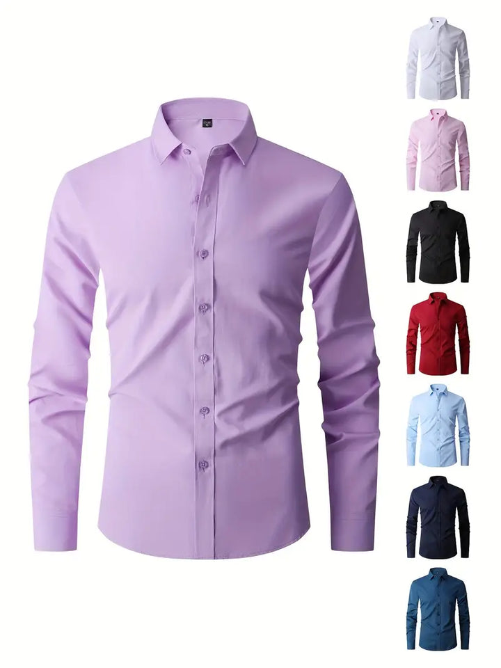 Huber™ | Enkel ensfarvet slim-fit skjorte